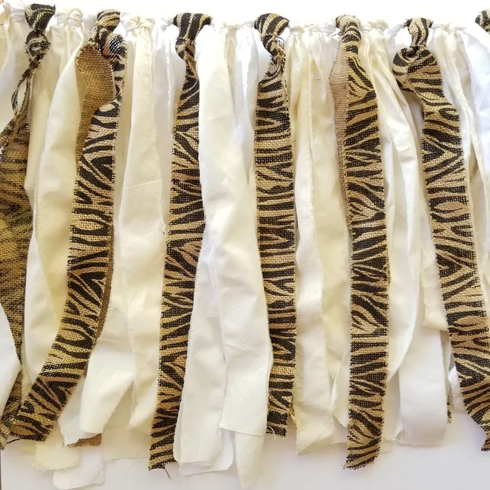 Linen Fabric Banner Wall Hanging | Zebra Burlap | 5'